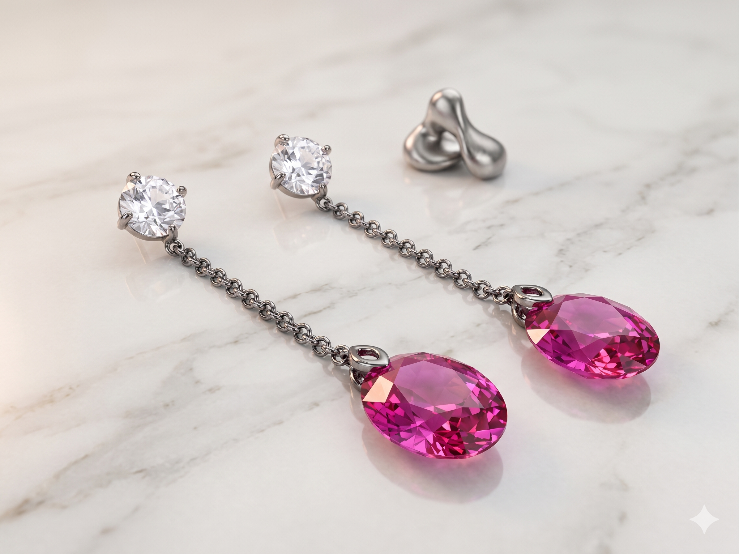 SE0049 Pink Crystal Drop Earrings