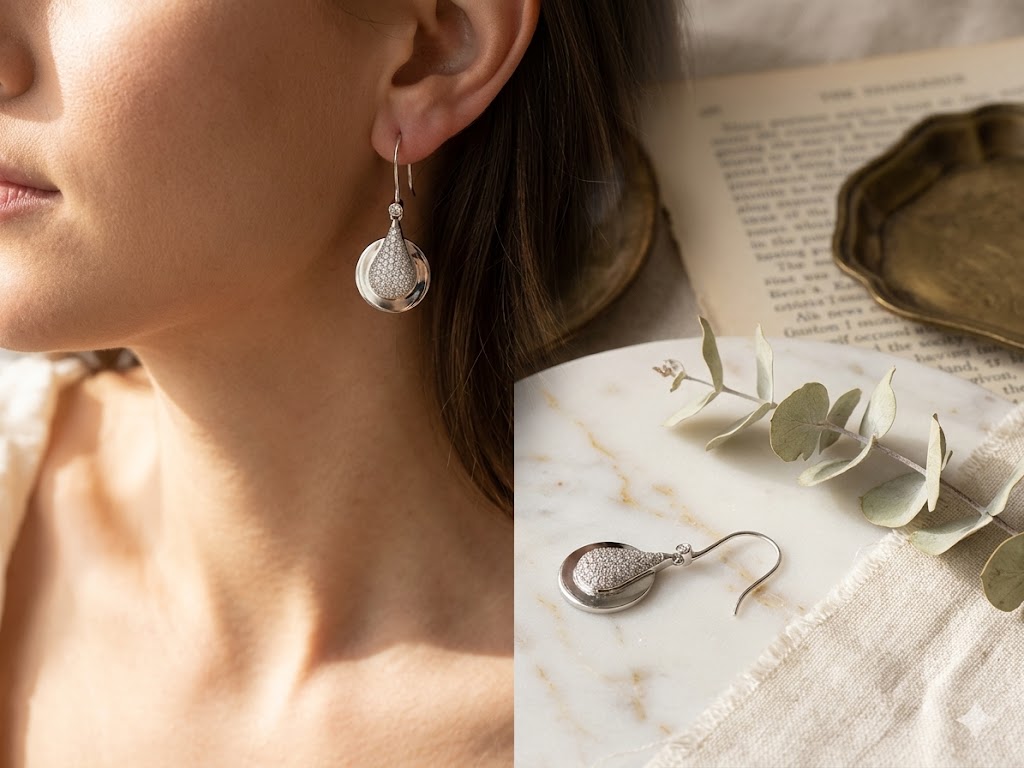 SE1198 Teardrop Pavé Drop Earrings