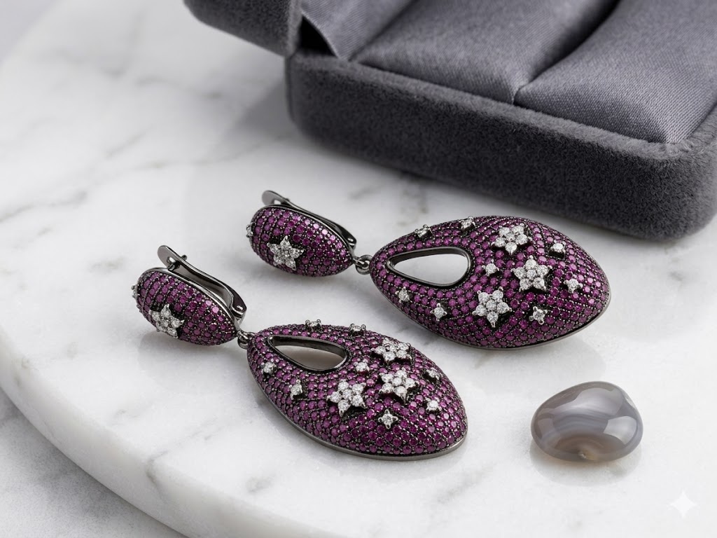 SE1243 Purple Star Earrings