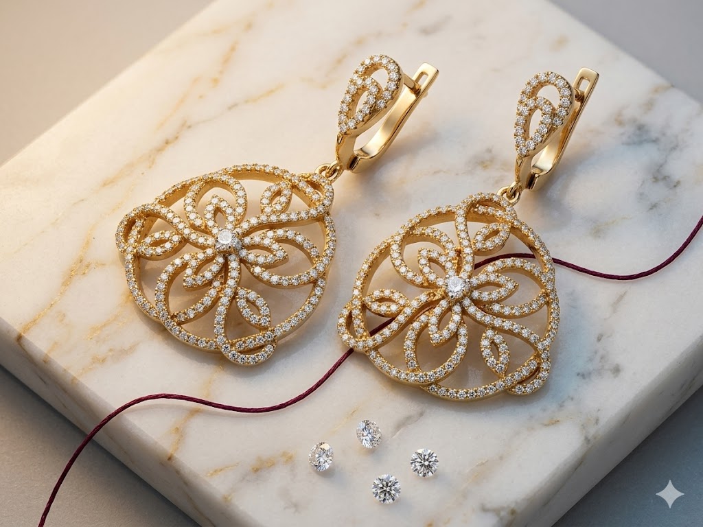 SE1517 Gold Floral Earrings