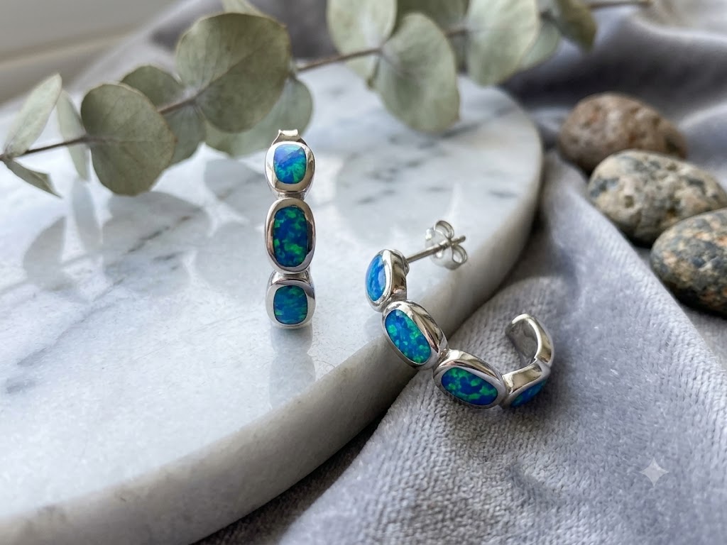 SE1609 Triple Opal Hoop Earrings