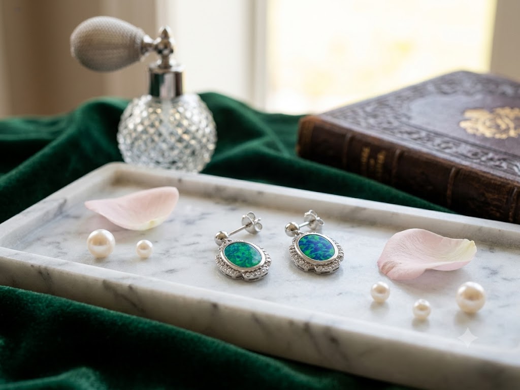SE1610 Vintage Opal Stud Earrings