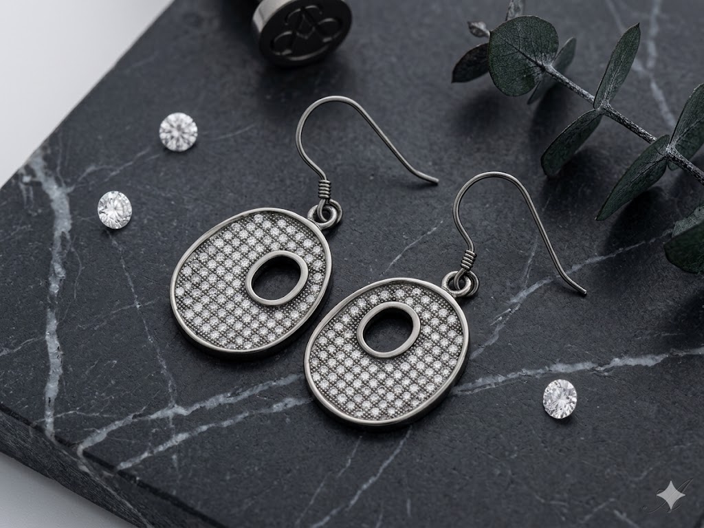 SE1639 Oxidized Oval Earrings