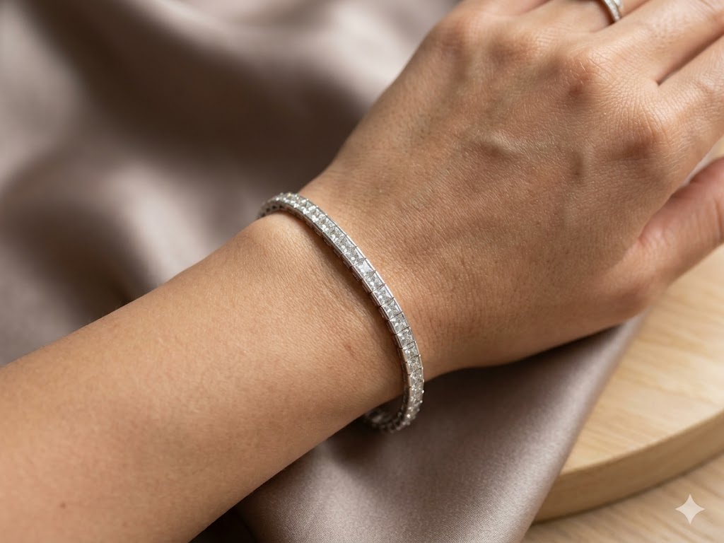 SH0142 Princess-Cut CZ Tennis Bracelet