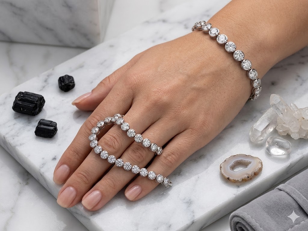 SH0493 Bezel CZ Tennis Bracelet
