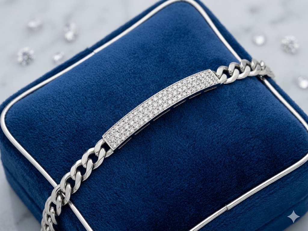 SH0543 Full CZ Pavé ID Chain Bracelet