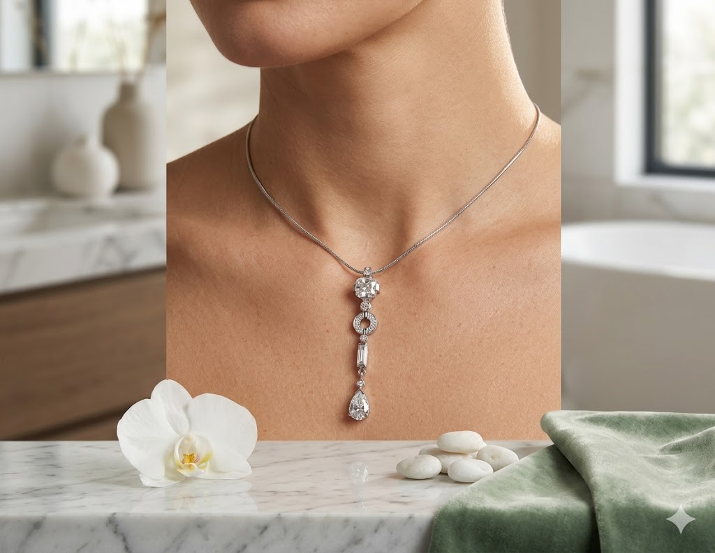 SN0058 Multi-Shape CZ Drop Necklace