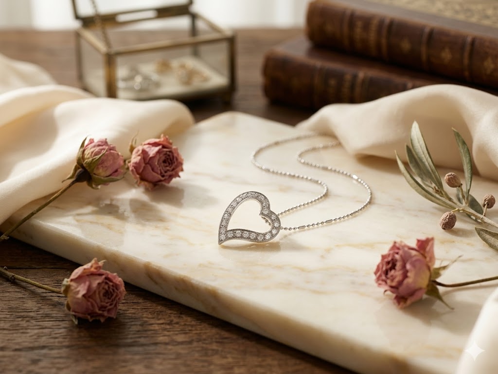 SN0263 Open Heart CZ Necklace