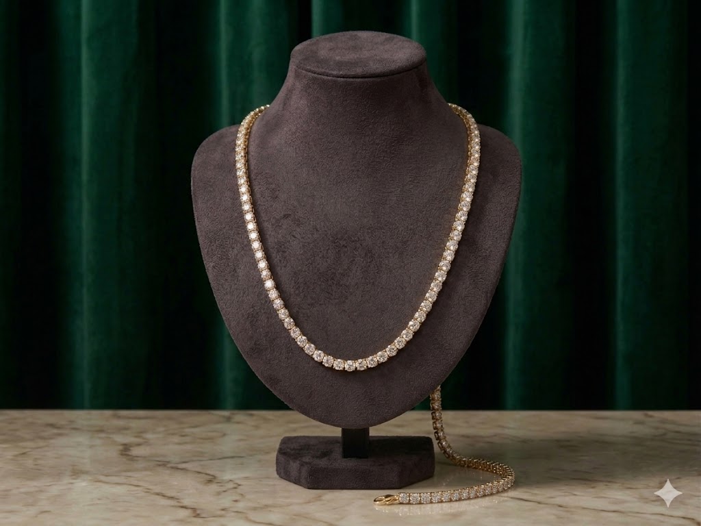 SN0332 Gold CZ Tennis Necklace