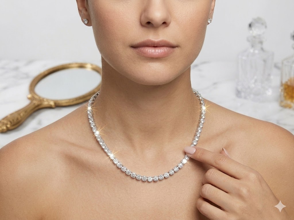 SN0333 Silver CZ Graduated Tennis Necklace