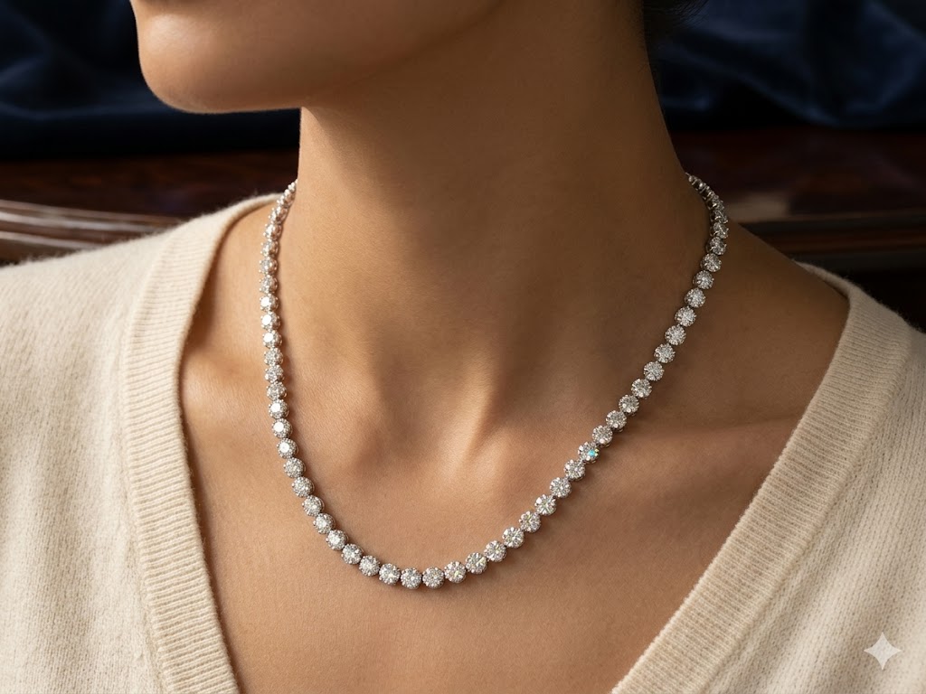 SN0335 Silver CZ Tennis Necklace