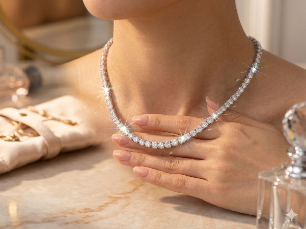 SN0337 Silver CZ Sparkle Tennis Necklace