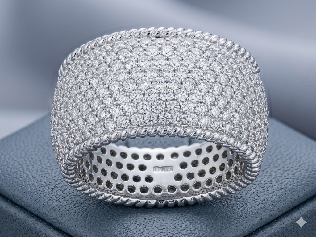 SR1118 Wide Pavé Dome Band Ring