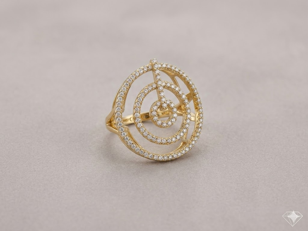 SR2037 Gold Spiral CZ Ring