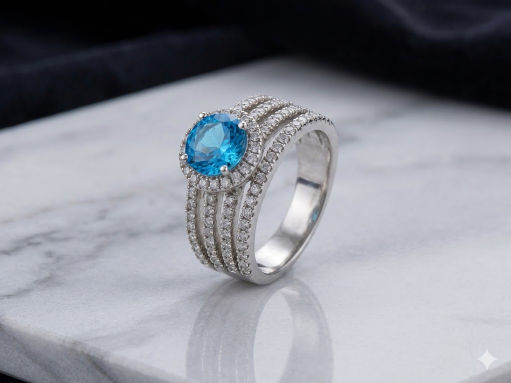 SR2250 Blue Topaz Multi-Band Ring