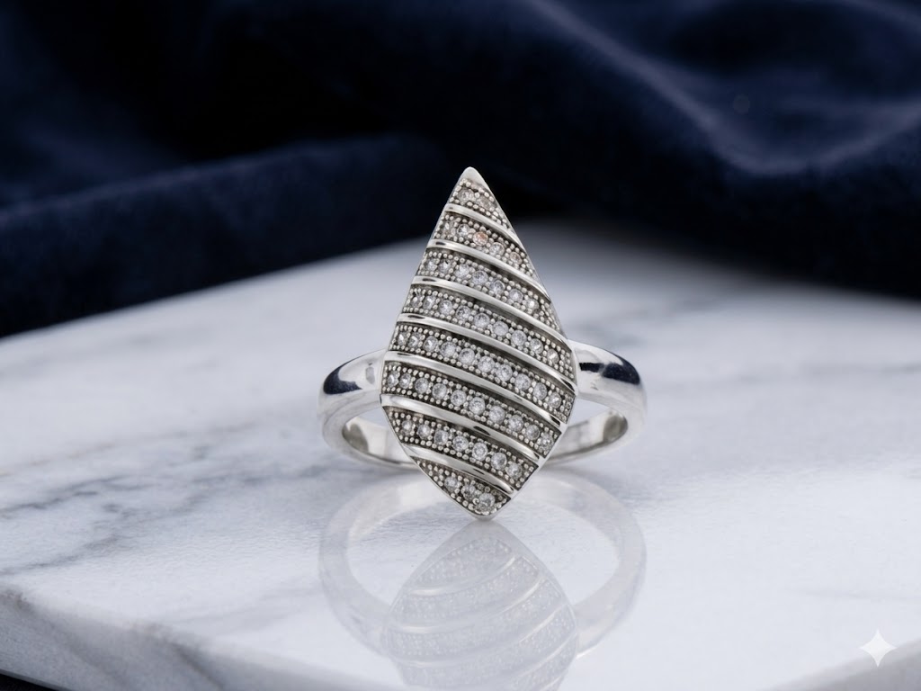 SR2274 Kite Pavé Statement Ring